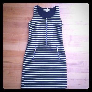 Michael Kors striped half zip sleeveless dress